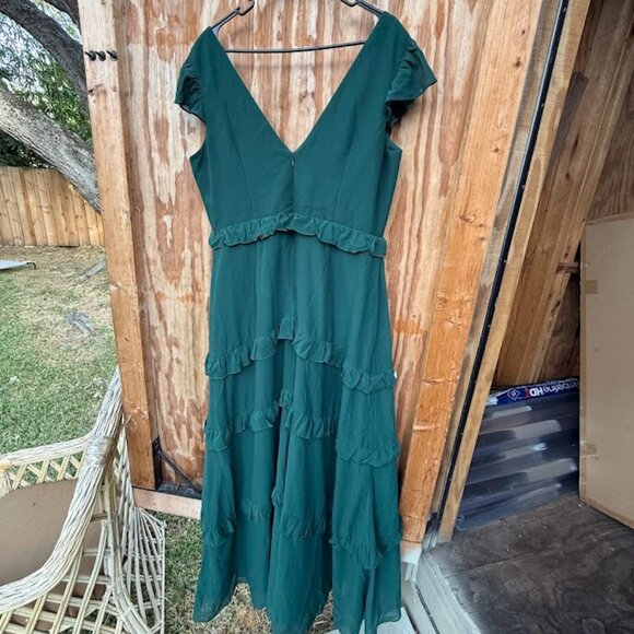 Revelry Emerald Green Amelia Chiffon Dress (Size 18) - Picture 3 of 5
